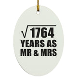 42nd Anniversary Square Root of 1764 Years As Mr & Mrs - Oval Ornament