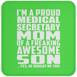 Proud Medical Secretary Mom Of Awesome Son - Drink Coaster