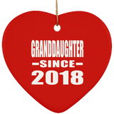 Granddaughter Since 2018 - Heart Ornament