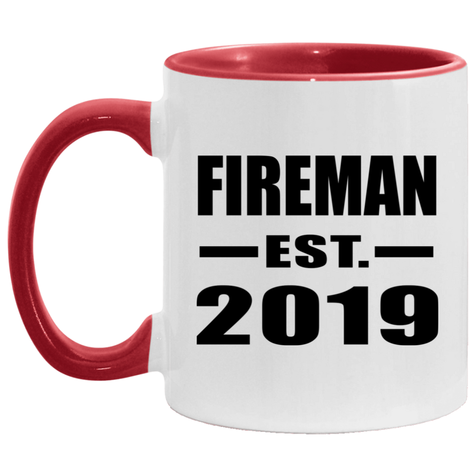 Fireman Established EST. 2019 - 11oz Accent Mug Red