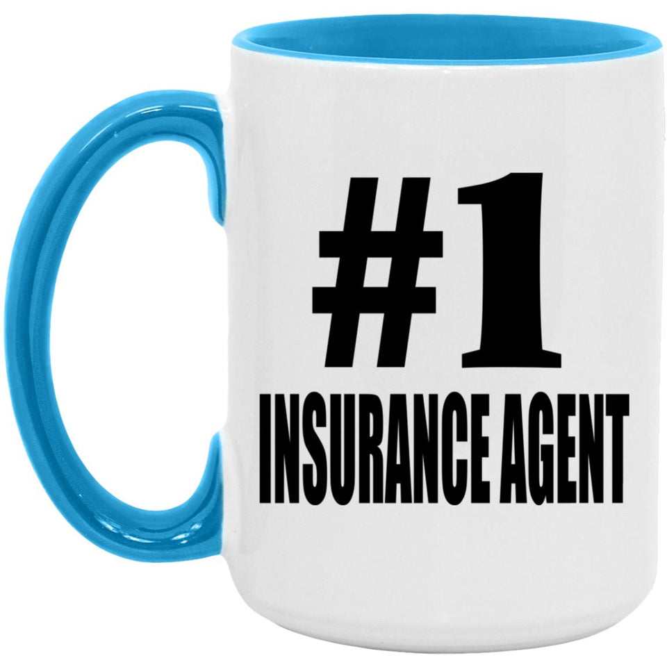 Number One #1 Insurance Agent - 15oz Accent Mug Blue