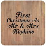 First Christmas As Mr & Mrs Hopkins - Drink Coaster C