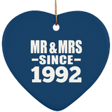 32nd Anniversary Mr & Mrs Since 1992 - Heart Ornament