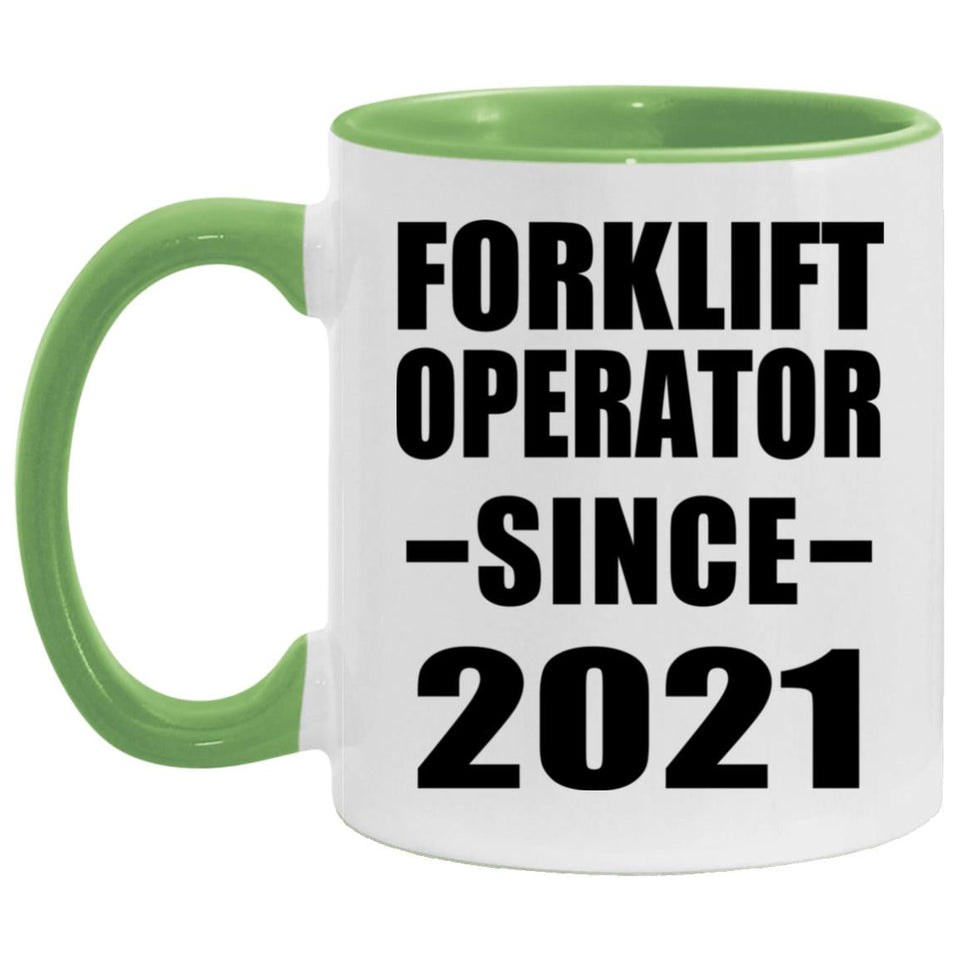 Forklift Operator Since 2021 - 11oz Accent Mug Green