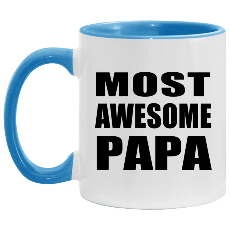 Most Awesome Papa - 11oz Accent Mug Blue