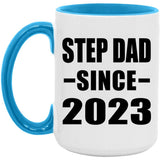 Step Dad Since 2023 - 15oz Accent Mug Blue