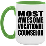 Most Awesome Vocational Counselor - 15oz Accent Mug Green