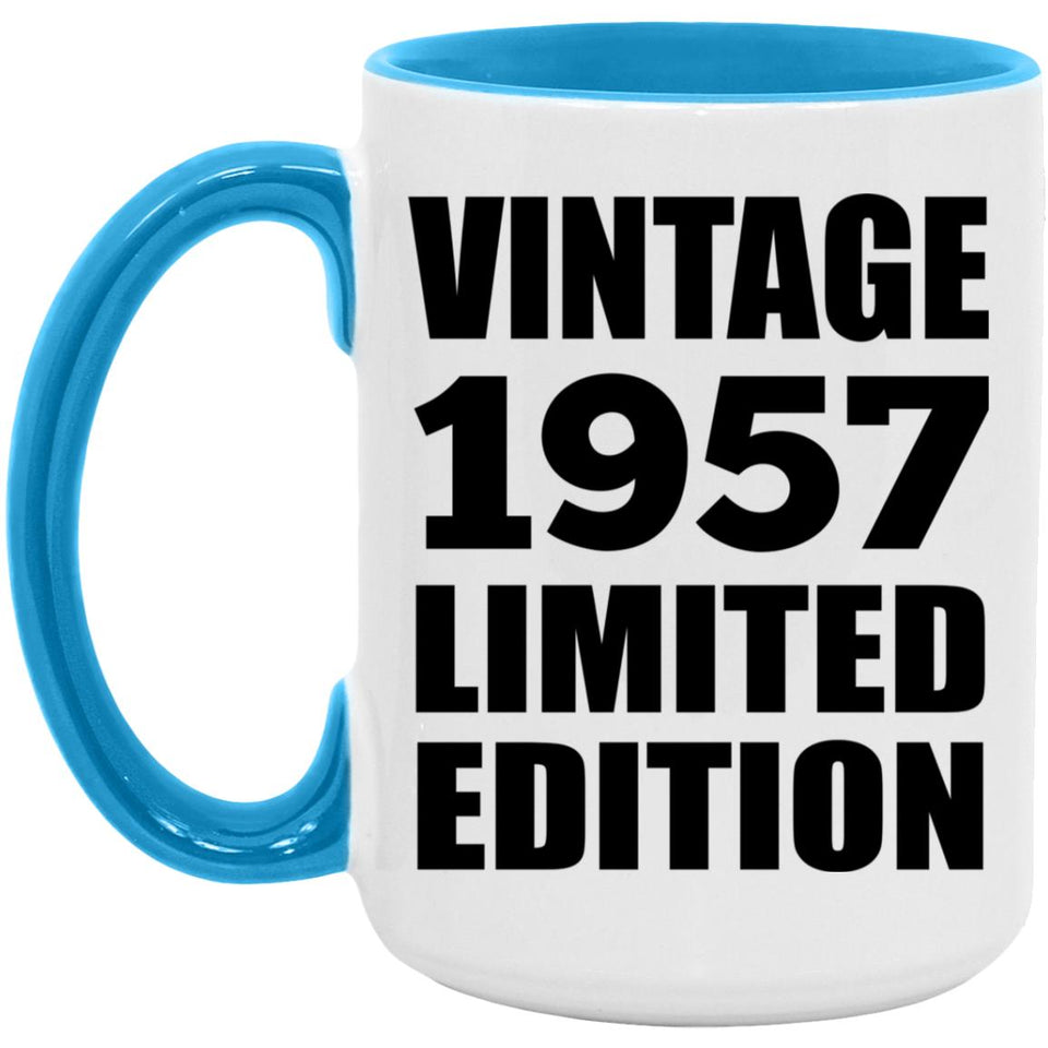 67th Birthday Vintage 1957 Limited Edition - 15oz Accent Mug Blue