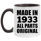 91st Birthday Made in 1933 All Parts Original - 11oz Accent Mug Black