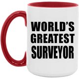 World's Greatest Surveyor - 15oz Accent Mug Red