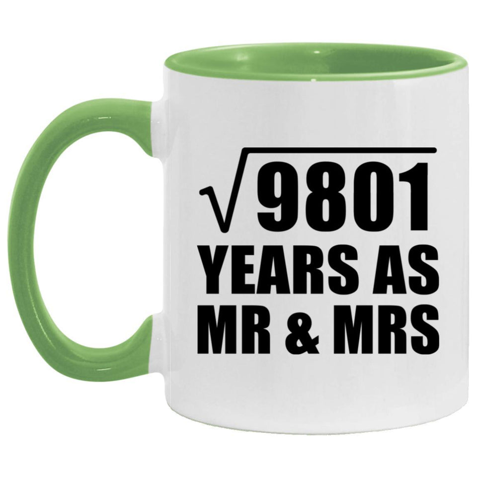 99th Anniversary Square Root of 9801 Years As Mr & Mrs - 11oz Accent Mug Green