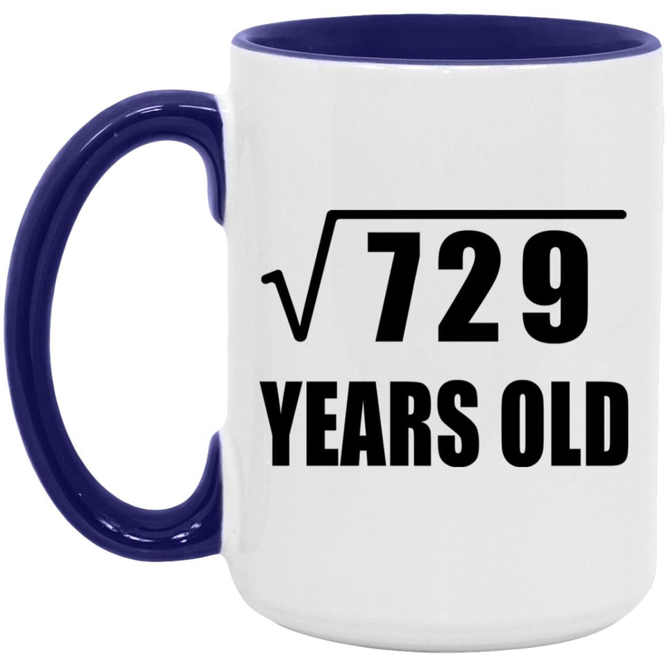 27th Birthday Square Root of 729 Years Old - 15oz Accent Mug Purple