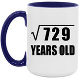 27th Birthday Square Root of 729 Years Old - 15oz Accent Mug Purple