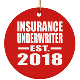 Insurance Underwriter Established EST. 2018 - Circle Ornament
