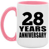28th Anniversary 28 Years Anniversary - 15oz Accent Mug Pink