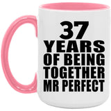 37th Anniversary 37 Years Of Being Mr Perfect - 15oz Accent Mug Pink