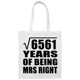 81st Anniversary Square Root of 6561 Years of Being Mrs Right - Tote Bag White