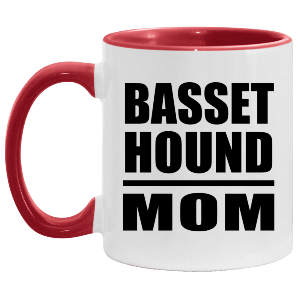 Basset Hound Mom - 11oz Accent Mug Red