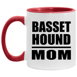 Basset Hound Mom - 11oz Accent Mug Red