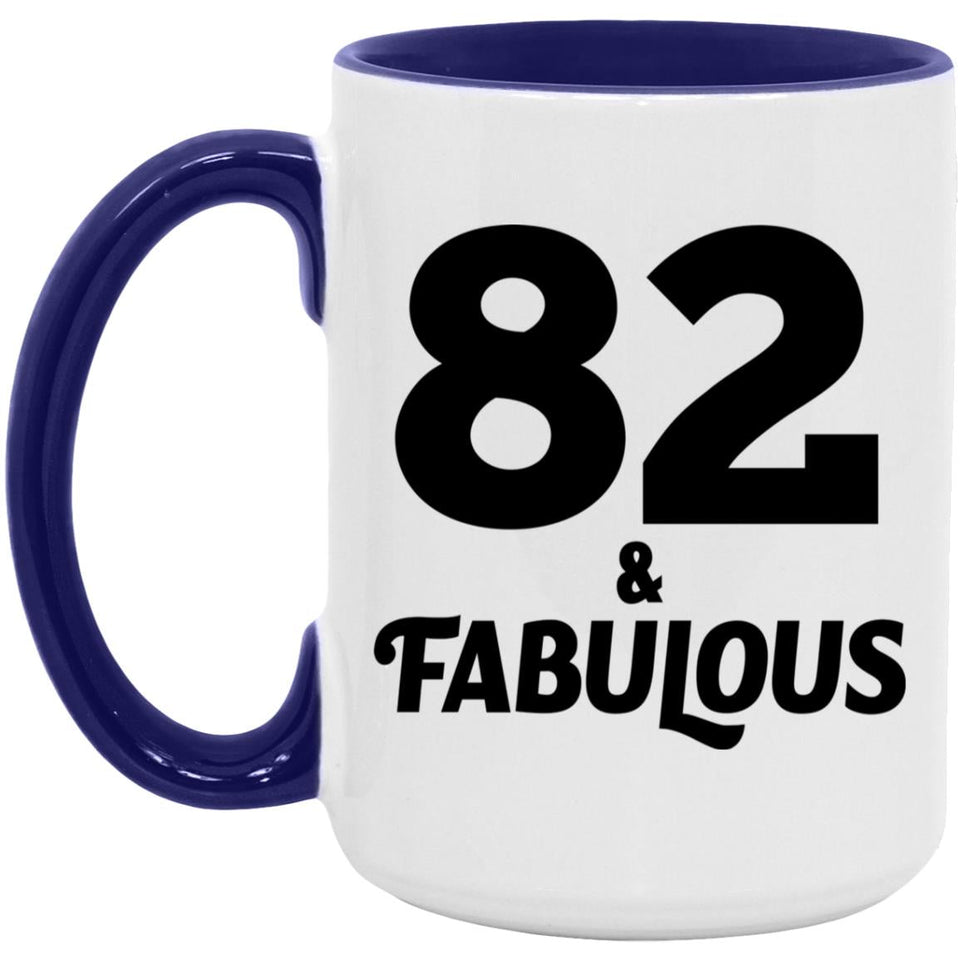 82nd Birthday 82 & Fabulous - 15oz Accent Mug Purple