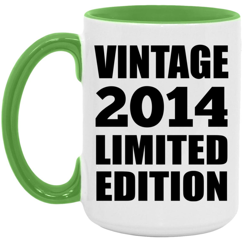 10th Birthday Vintage 2014 Limited Edition - 15oz Accent Mug Green
