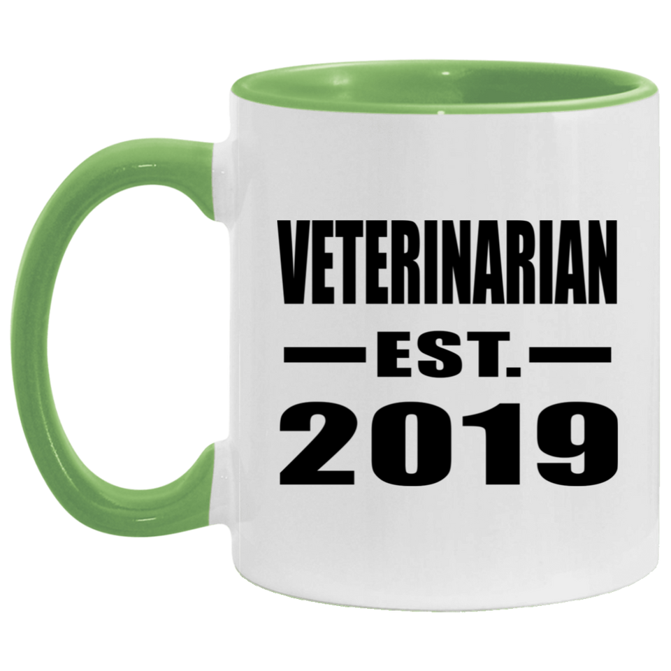 Veterinarian Established EST. 2019 - 11oz Accent Mug Green