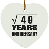 7th Anniversary Square Root of 49 Years Anniversary - Heart Ornament