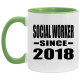 Social Worker Since 2018 - 11oz Accent Mug Green