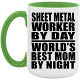 Sheet Metal Worker By Day World's Best Mom By Night - 15oz Accent Mug Green