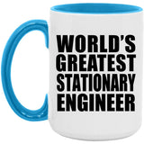 World's Greatest Stationary Engineer - 15oz Accent Mug Blue