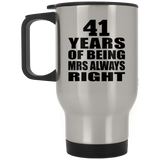 41st Anniversary 41 Years of Being Mrs Always Right - Silver Travel Mug