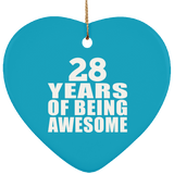28th Birthday 28 Years Of Being Awesome - Heart Ornament
