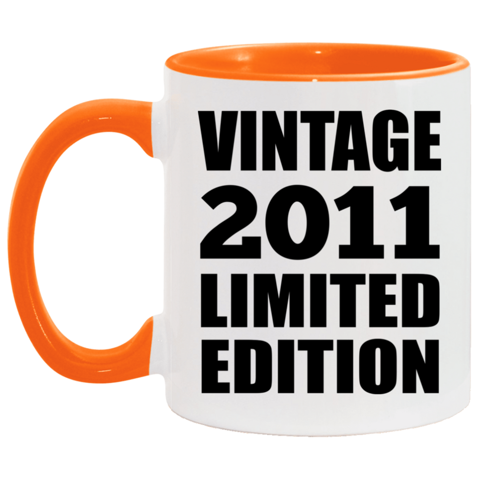 13th Birthday Vintage 2011 Limited Edition - 11oz Accent Mug Orange