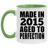 9th Birthday Made In 2015 Aged to Perfection - 11oz Accent Mug Green