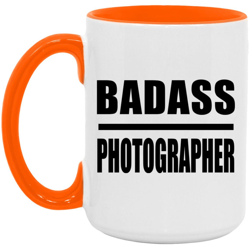 Badass Photographer - 15oz Accent Mug Orange