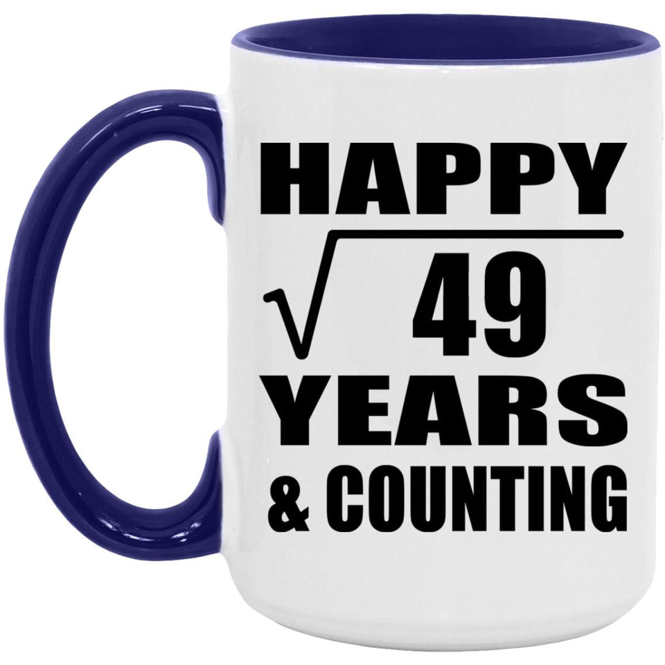 Happy 7th Anniversary Square Root of 49 Years & Counting - 15oz Accent Mug Purple
