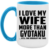 I Love My Wife More Than Gyotaku - 15oz Accent Mug Blue