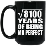 90th Anniversary Square Root of 8100 Years of Mr Perfect - 15oz Coffee Mug Black