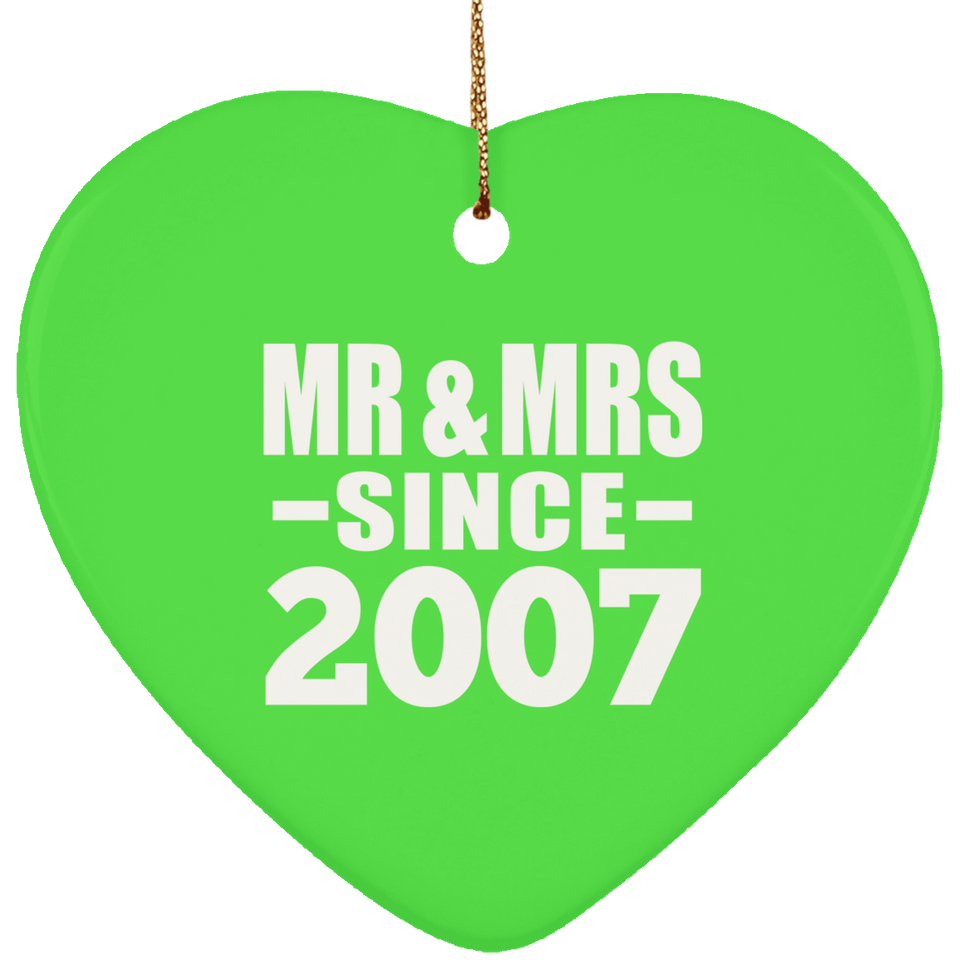 17th Anniversary Mr & Mrs Since 2007 - Heart Ornament