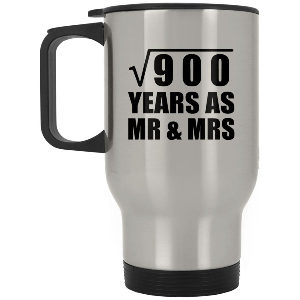 30th Anniversary Square Root of 900 Years As Mr & Mrs - Silver Travel Mug