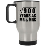 30th Anniversary Square Root of 900 Years As Mr & Mrs - Silver Travel Mug