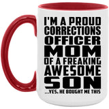 Proud Corrections Officer Mom Of Awesome Son - 15oz Accent Mug Red