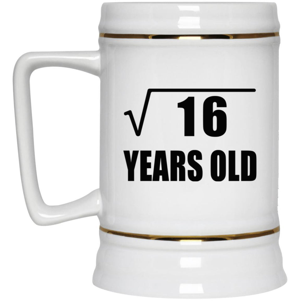 4th Birthday Square Root of 16 Years Old - Beer Stein