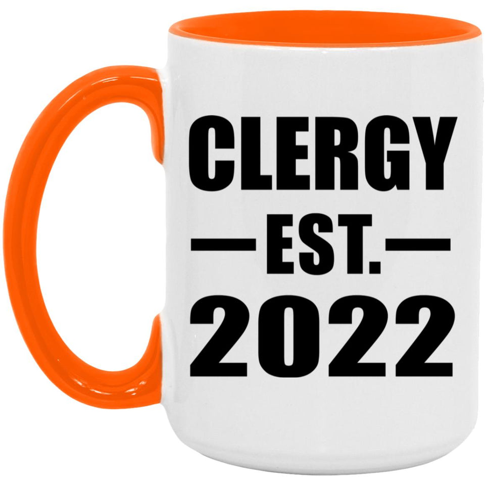 Clergy Established EST. 2022 - 15oz Accent Mug Orange