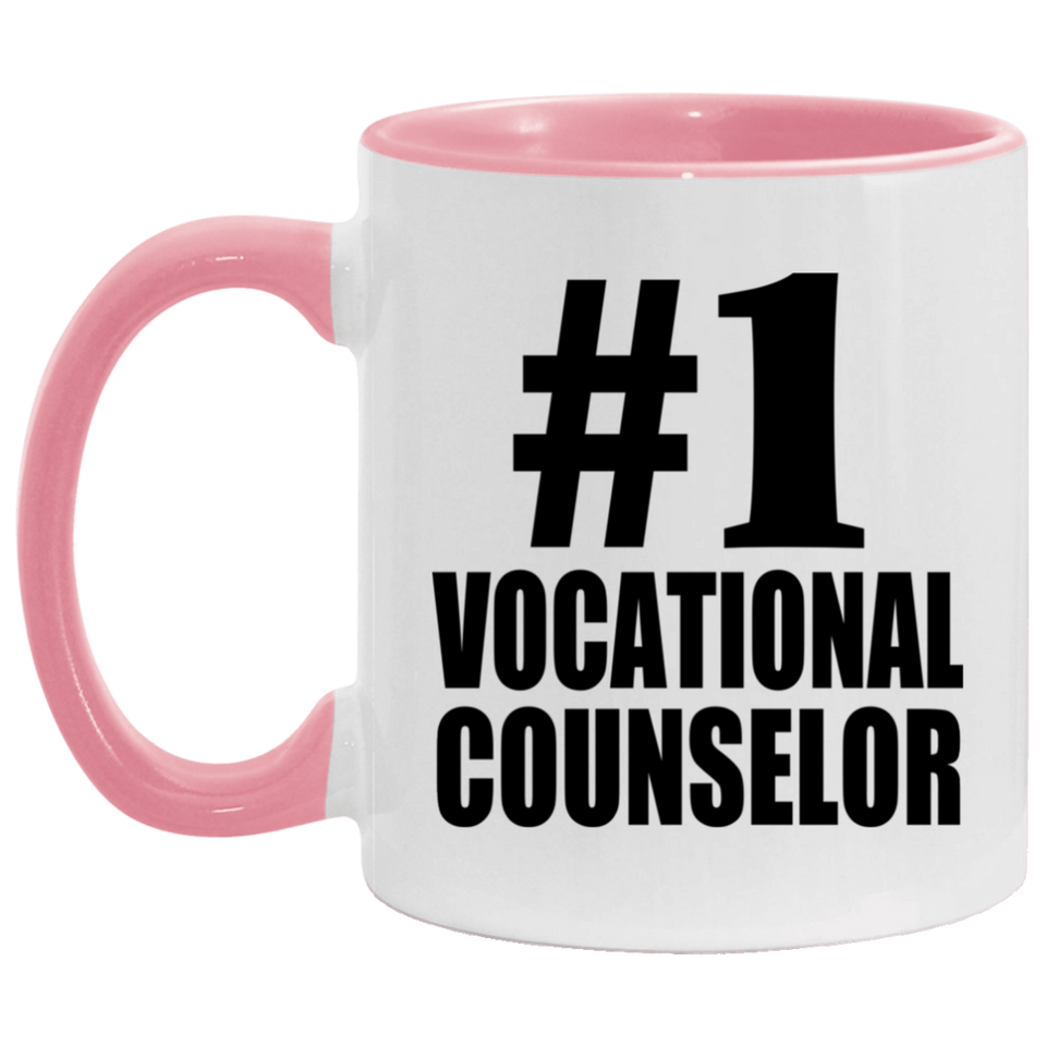 Number One #1 Vocational Counselor - 11oz Accent Mug Pink