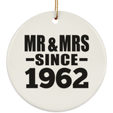62nd Anniversary Mr & Mrs Since 1962 - Circle Ornament