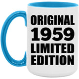 65th Birthday Original 1959 Limited Edition - 15oz Accent Mug Blue