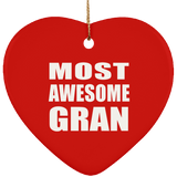 Most Awesome Gran - Heart Ornament