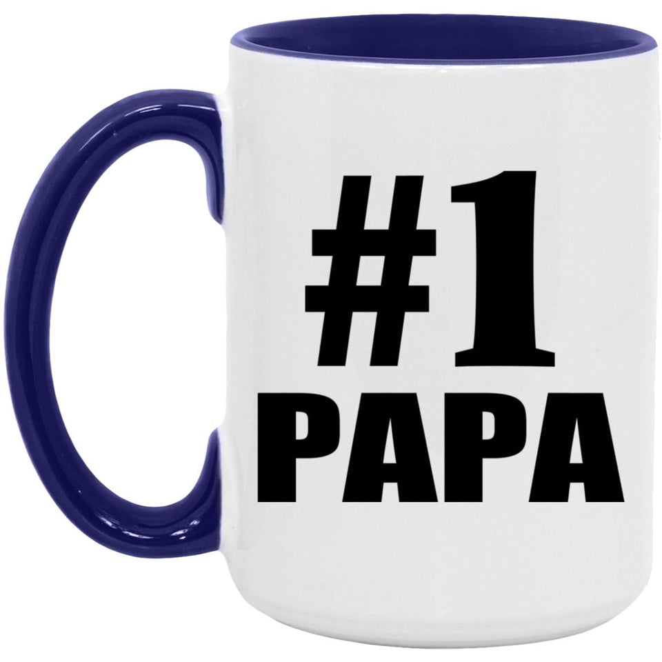 Number One #1 Papa - 15oz Accent Mug Purple