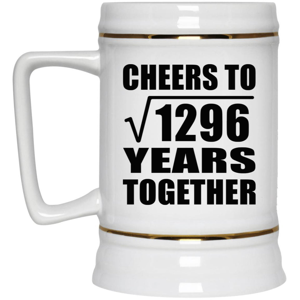 36th Anniversary Cheers To Square Root of 1296 Years Together - Beer Stein